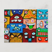 NYグラフィティ通りアート – かわいいモンスタ間抜けーズ ポストカード (正面)