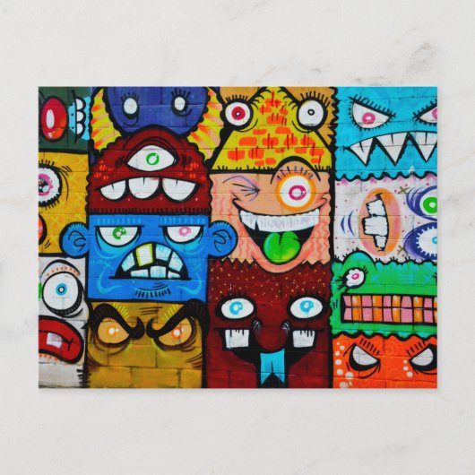 NYグラフィティ通りアート – かわいいモンスタ間抜けーズ ポストカード (正面)