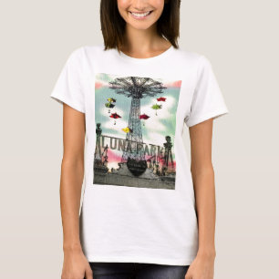 nyコニーアイランドのルナパークの遊園地ブルックリン tシャツ