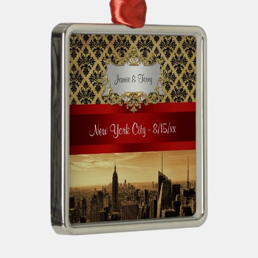 NYシティスカイラインセピアB4ダマスクオーナメント メタルオーナメント (右)