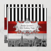 NYシティスカイラインBW B2誕生日パーティーへの招待 招待状 (正面/裏面)