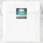 NYシティスカイラインBW B3ダマスク招待状スイートステッカー スクエアシール (バッグ)