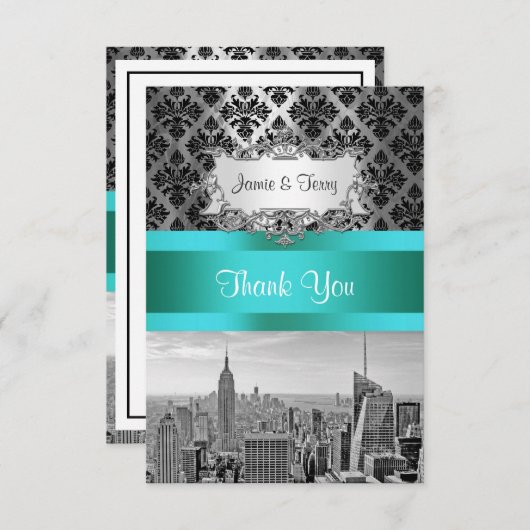 NYシティスカイラインBW B3ダマスクF2 – ありがとう サンキューカード (正面/裏面)
