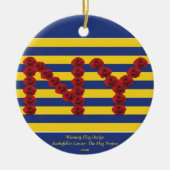 NYストライプレッドローズ入賞デザインセラミックオーナメント セラミックオーナメント (正面)