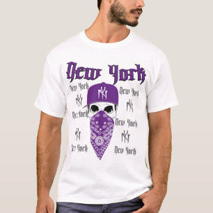 NYニューヨークの紫色のスカルのヒップホップのワイシャツ Tシャツ