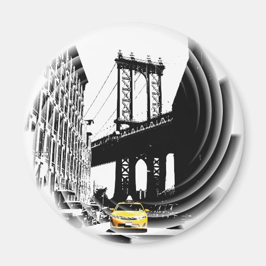 Nyニューヨーク市イエロータクシーNycアートポップ・アートのイメージ マグネット (正面)