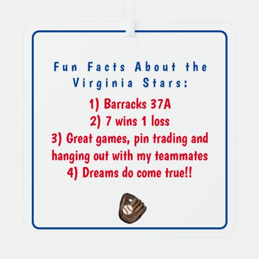 NY野球チームカスタムのチームおもしろいの事実 メタルオーナメント (裏面)