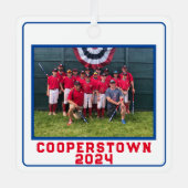 NY野球チームカスタムのチームおもしろいの事実 メタルオーナメント (正面)