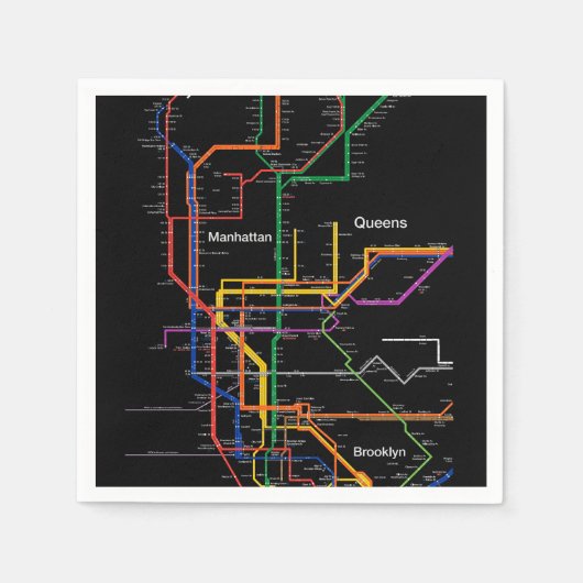 NY-Cityの地下鉄の地図 スタンダードカクテルナプキン (正面)