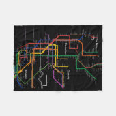 NY-Cityの地下鉄の地図 フリースブランケット (正面(横))