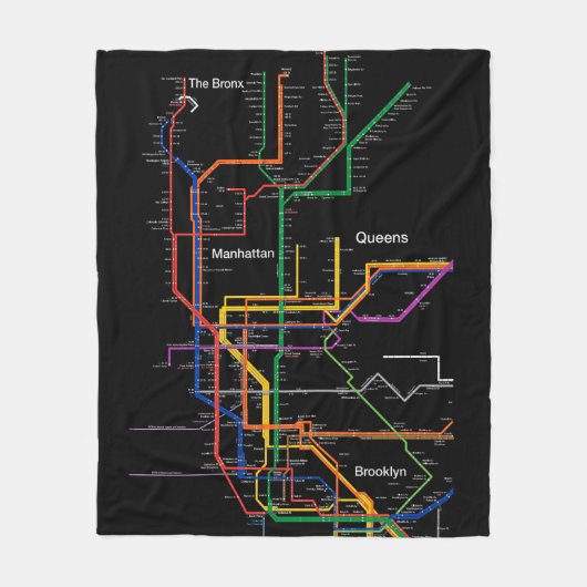 NY-Cityの地下鉄の地図 フリースブランケット (正面)