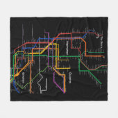 NY-Cityの地下鉄の地図 フリースブランケット (正面(横))