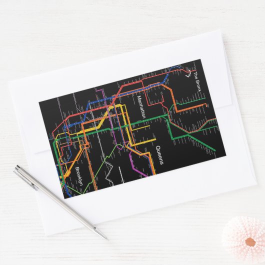 NY-Cityの地下鉄の地図 長方形シール (封筒)