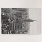 NY City Skyline Empire State Building, WTC BW ジグソーパズル (横)