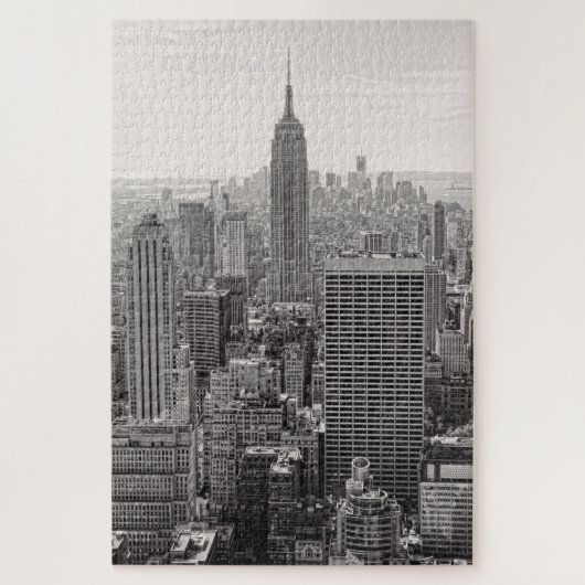 NY City Skyline Empire State Building, WTC BW ジグソーパズル (縦)