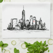 NY Cityscape キッチンタオル (折り畳み)