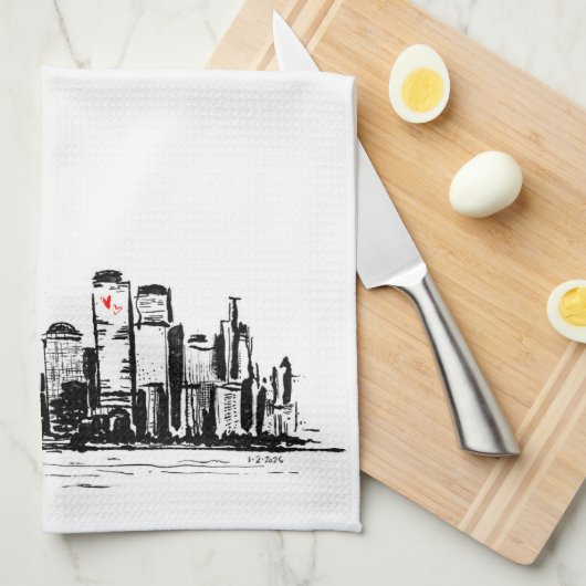 NY Cityscape Kitchen Towel キッチンタオル (四つ折り)