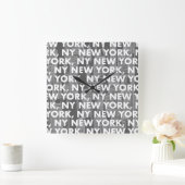 NY NEW YORKグラフィックパターン スクエア壁時計 (ホーム)