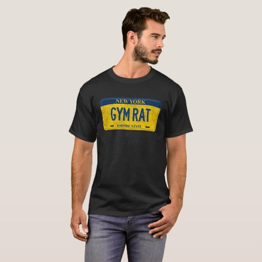 NY State Vanity License Plate GYM RAT Tシャツ (正面フル)