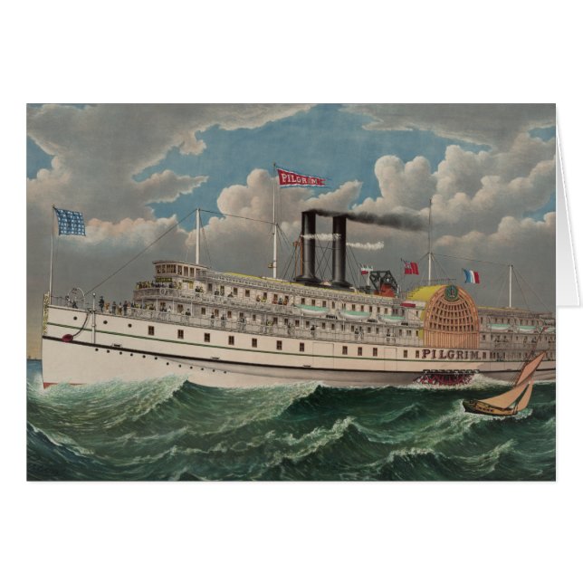NY Voyage Grand Paddlewheel Steamboat The Pilgrim (正面横)