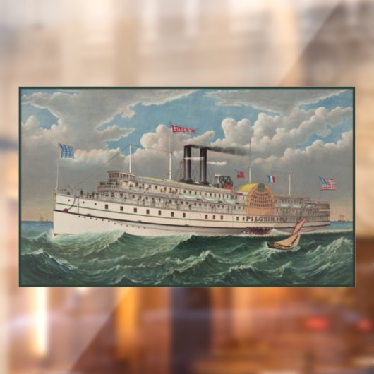 NY Voyage Grand Paddlewheel Steamboat The Pilgrim ウィンドウサイン (シート2)