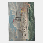 NY Voyage Grand Paddlewheel Steamboat The Pilgrim キッチンタオル (縦)