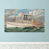 NY Voyage Grand Paddlewheel Steamboat The Pilgrim キャンバスプリント (インサイチュ (ウッドフロア))