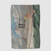 NY Voyage Grand Paddlewheel Steamboat The Pilgrim ゴルフタオル (正面)