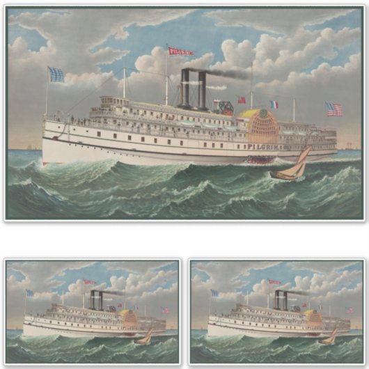 NY Voyage Grand Paddlewheel Steamboat The Pilgrim シール (正面)