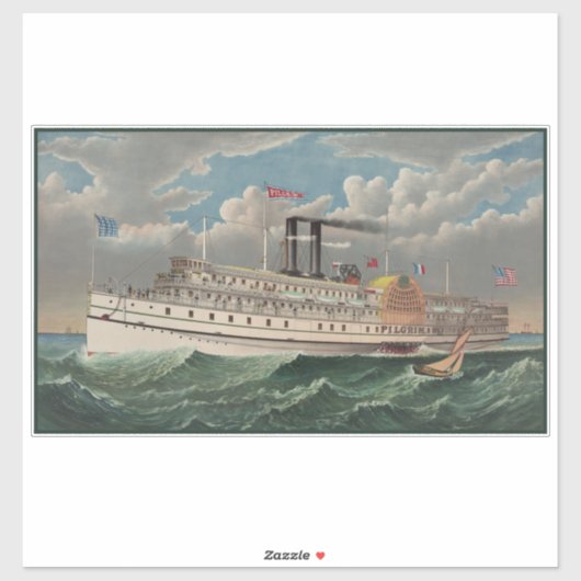 NY Voyage Grand Paddlewheel Steamboat The Pilgrim シール (シート)