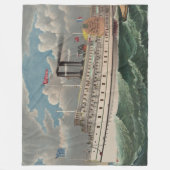 NY Voyage Grand Paddlewheel Steamboat The Pilgrim フリースブランケット (正面)