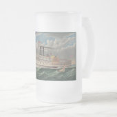 NY Voyage Grand Paddlewheel Steamboat The Pilgrim フロストグラスビールジョッキ (正面右)