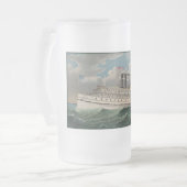 NY Voyage Grand Paddlewheel Steamboat The Pilgrim フロストグラスビールジョッキ (正面左)