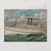 NY Voyage Grand Paddlewheel Steamboat The Pilgrim ポストカード (正面)