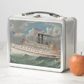 NY Voyage Grand Paddlewheel Steamboat The Pilgrim メタルランチボックス (インサイチュ)