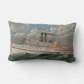 NY Voyage Grand Paddlewheel Steamboat The Pilgrim ランバークッション (裏面)
