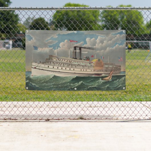 NY Voyage Grand Paddlewheel Steamboat The Pilgrim 横断幕 (インサイチュ)