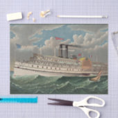 NY Voyage Grand Paddlewheel Steamboat The Pilgrim 薄葉紙 (クラフト)