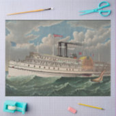 NY Voyage Grand Paddlewheel Steamboat The Pilgrim 薄葉紙 (クラフト)