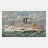 NY Voyage Grand Paddlewheel Steamboat The Pilgrim 長方形シール (正面)