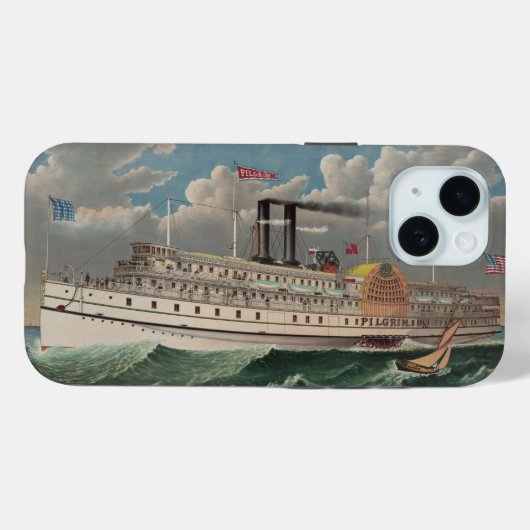 NY Voyage Grand Paddlewheel Steamboat The Pilgrim Case-Mate iPhoneケース (裏面 (横))