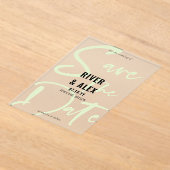 Nyanzaグリーンスクモダンリプト日付の保存 アクリル招待状 (レイダウン)