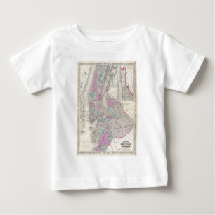NYCおよびブルックリン(1866年)のヴィンテージの地図 ベビーTシャツ