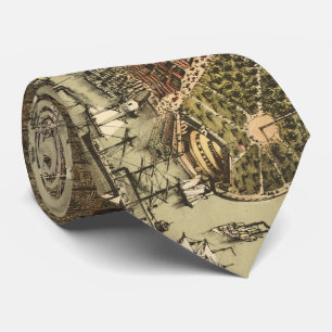NYCおよびブルックリン(1892年)のヴィンテージの絵解き地図 ネクタイ
