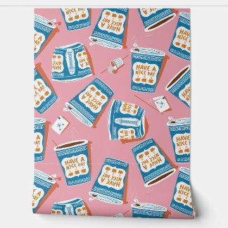 NYCが素敵な日のブルーコーヒーカップVentiを持っている 壁紙