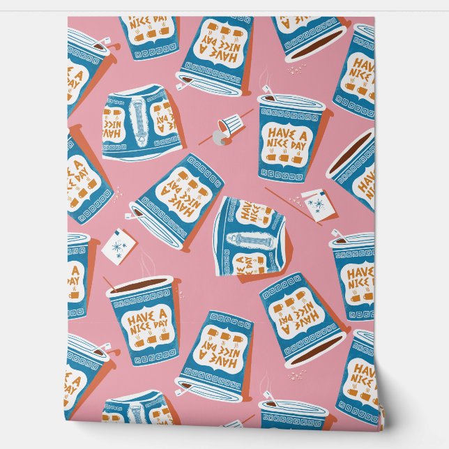 NYCが素敵な日のブルーコーヒーカップVentiを持っている 壁紙 (ほどく)