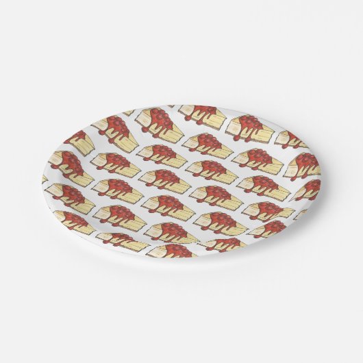 NYCさくらんぼチーズケークスライスデザートベーキング食品 ペーパープレート (アングル)