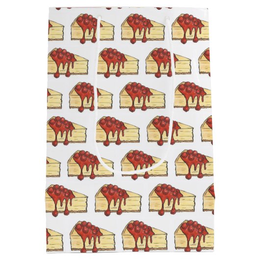 NYCさくらんぼチーズケークスライスデザートベーキング食品 ミディアムペーパーバッグ (裏面)