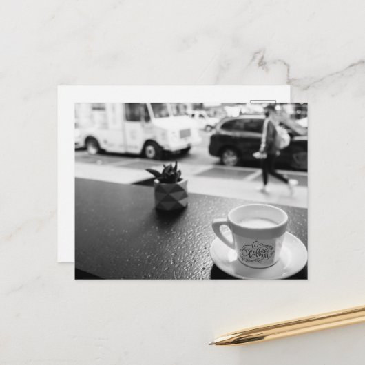 NYCでのコーヒーのひととき ポストカード (正面/裏面インサイチュ)
