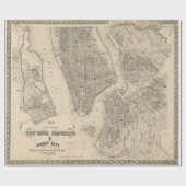 NYCとブルックリンのヴィンテージ地図（1855年） ラッピングペーパー (フラット)